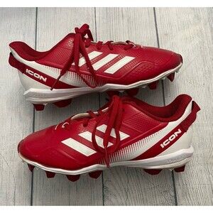 Red Adidas Icon Boy Baseball Cleats Shoes, Size Youth 5